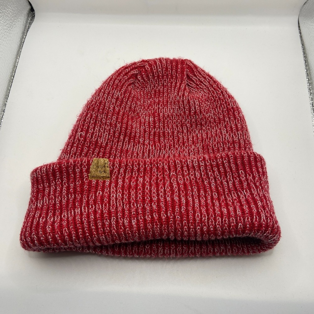 Red White Marlred Knitted Unisex Ski Cap Cuffed Warm Winter Beanie Hat